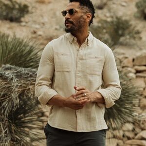 Flint & Tinder Double Gauze Shirt in Natural